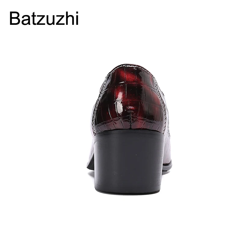 Batzuzhi Men's Shoes Pointed Toe Luxury Handmade Genuine Leather Dress Shoes Men Wine Red Party and Wedding Shoes Men, US6-US12