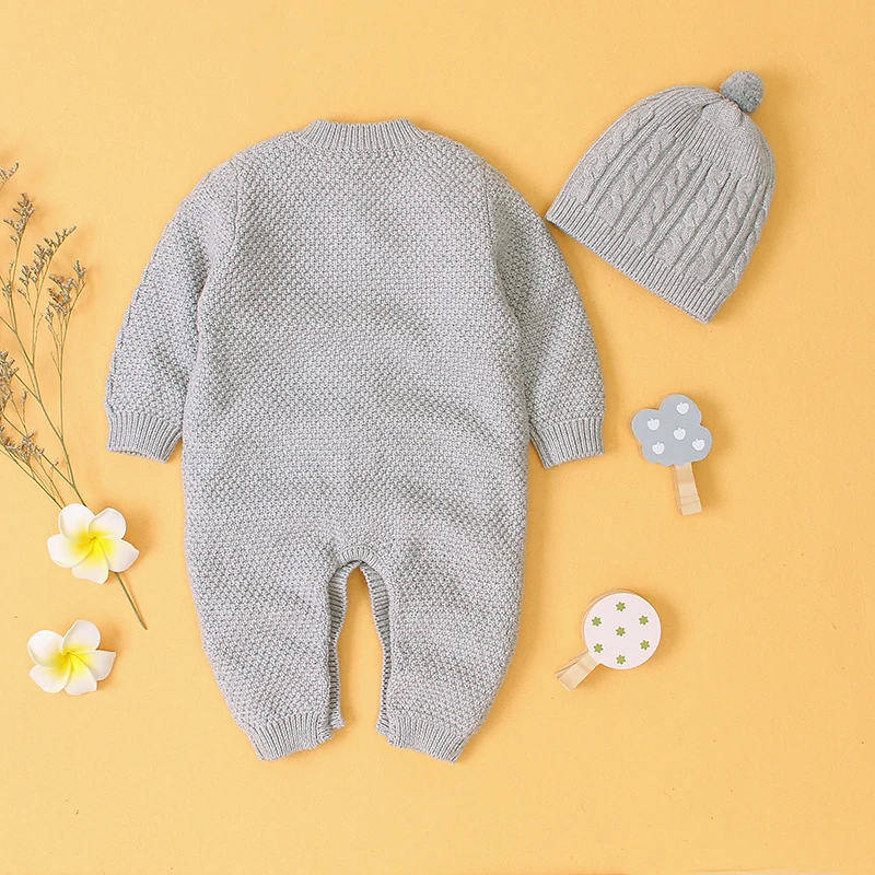 Детский комбинезон для новорожденных мальчиков; хлопок; трикотажная одежда для малышей; сезон весна-осень; одежда с длинными рукавами для малышей; комбинезон с шапочкой для младенцев