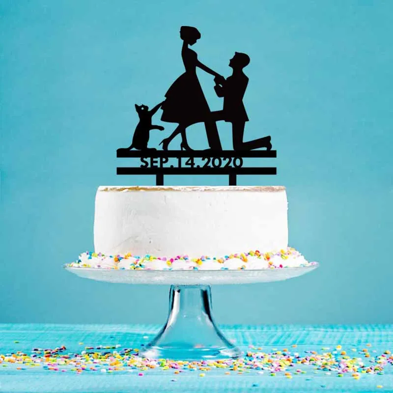 Пользовательские Свадьба Дата Жених предложить брак торт Топпер для свадебного