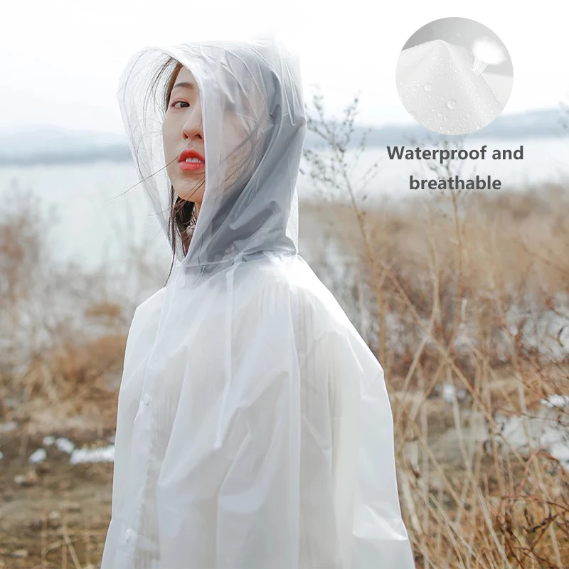 Portable Transparent Raincoat Adult Outdoor Climbing Disposable Suit With Cap Thick Single Hiking Poncho Plastic Rain Cover | Дом и сад