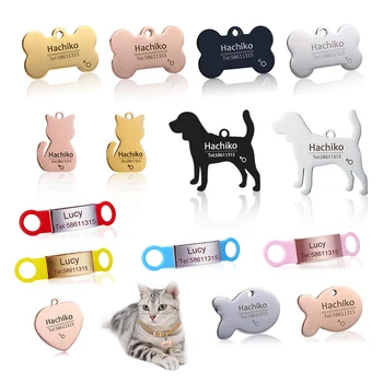 

YVYOO New cat dog ID tag Free engraving dog Collar pet Charm Pet name pendant Bone Necklace Collar Puppy cat collar accessory BB