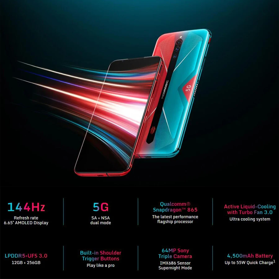 Оптовый глобальная версия Nubia красный Магия 5G мобильного телефона 6 65 дюйма Snapdragon