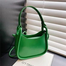 

2022 Spring Green PU Leather Small Baguette Shoulder Bags For Women French Designer Handbags Tote High Quality Crossbody Bags