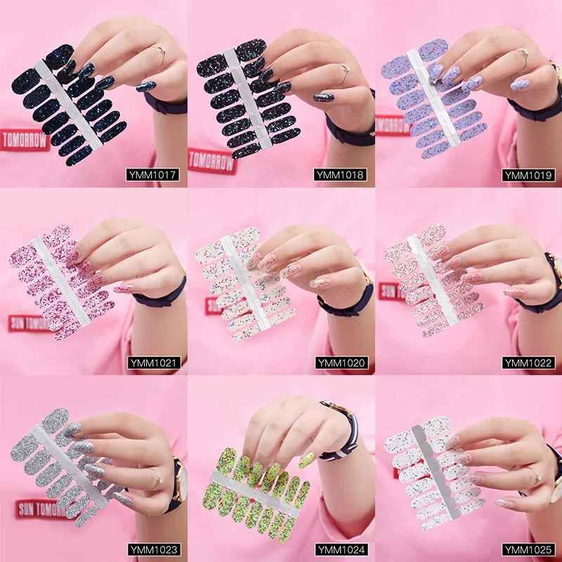 Hot sale Nail Art Color Manicure Decor DIY Stickers Nail Glitter Sticker Decor Supplies Decals FRE