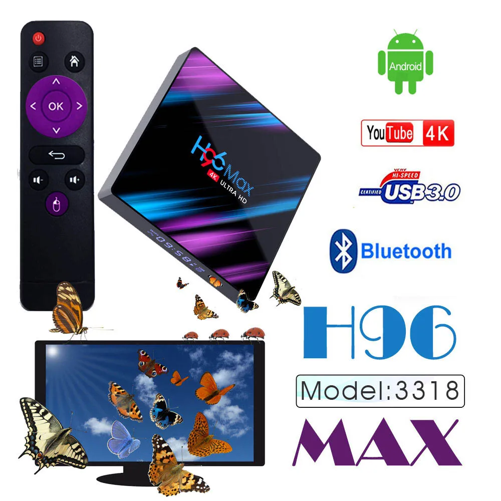 

Media-Player Smart-Tv-Box Voice-Assistant Netflix Youtube H96MAX Max-Rk3318 Google Android-9.0 4GB 32G 64G 4core Youtube