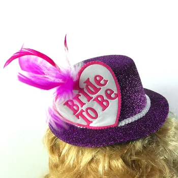 

Bachelorette wedding 2020 Purple glitter Mini top party hat on hair clip bride to be bridesmaid fashion girl heart new design