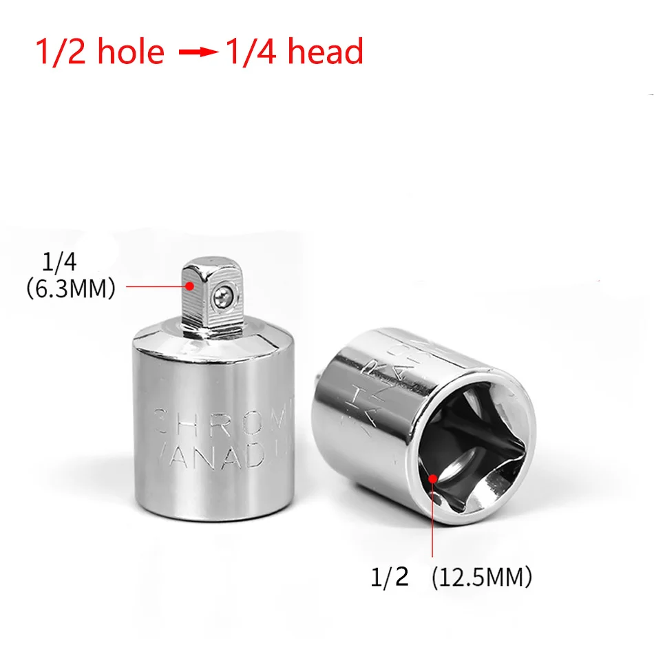 Set 4 Adattatori Per Bussola - Acciaio Cromo Vanadio, Conversioni 1/2-3/8, 3/8-1/4, Etc.