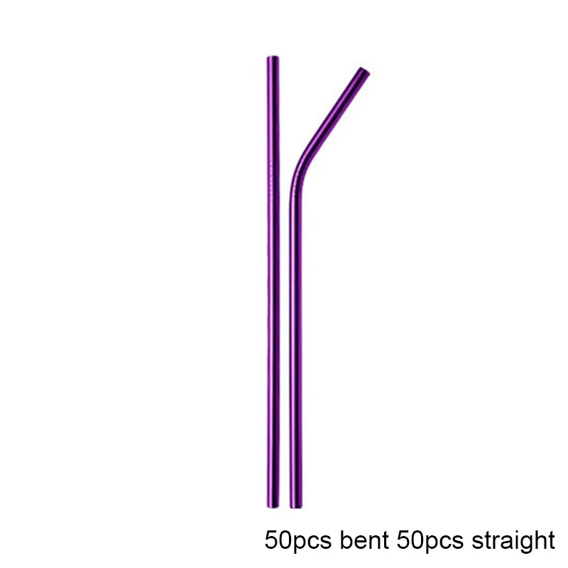 100 шт золотые соломинки металлическая соломинка сумка Экологичная многоразовая Нержавеющая сталь Соломинки прямой изогнутый набор щеточек очиститель пива - Цвет: U