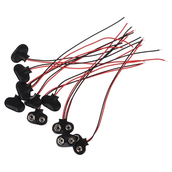 

10pcs/lot T type 9V Battery Snap Connector Clip Lead Wires Holder Line Length 15CM