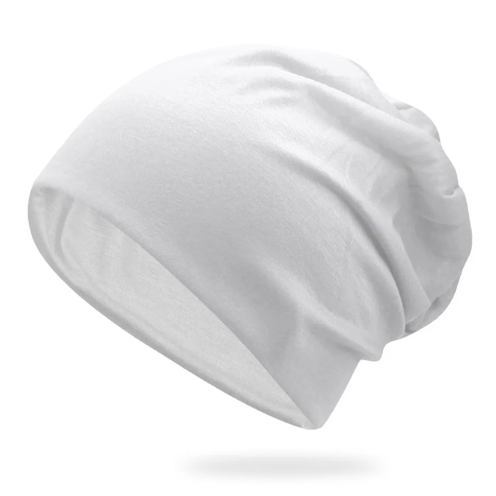 New Fashion Summer Women Men Stylish Beanie Hat Autumn Male Thin Soft Solid Color Stretch Cap Gorra Hombre 16 - Color: White