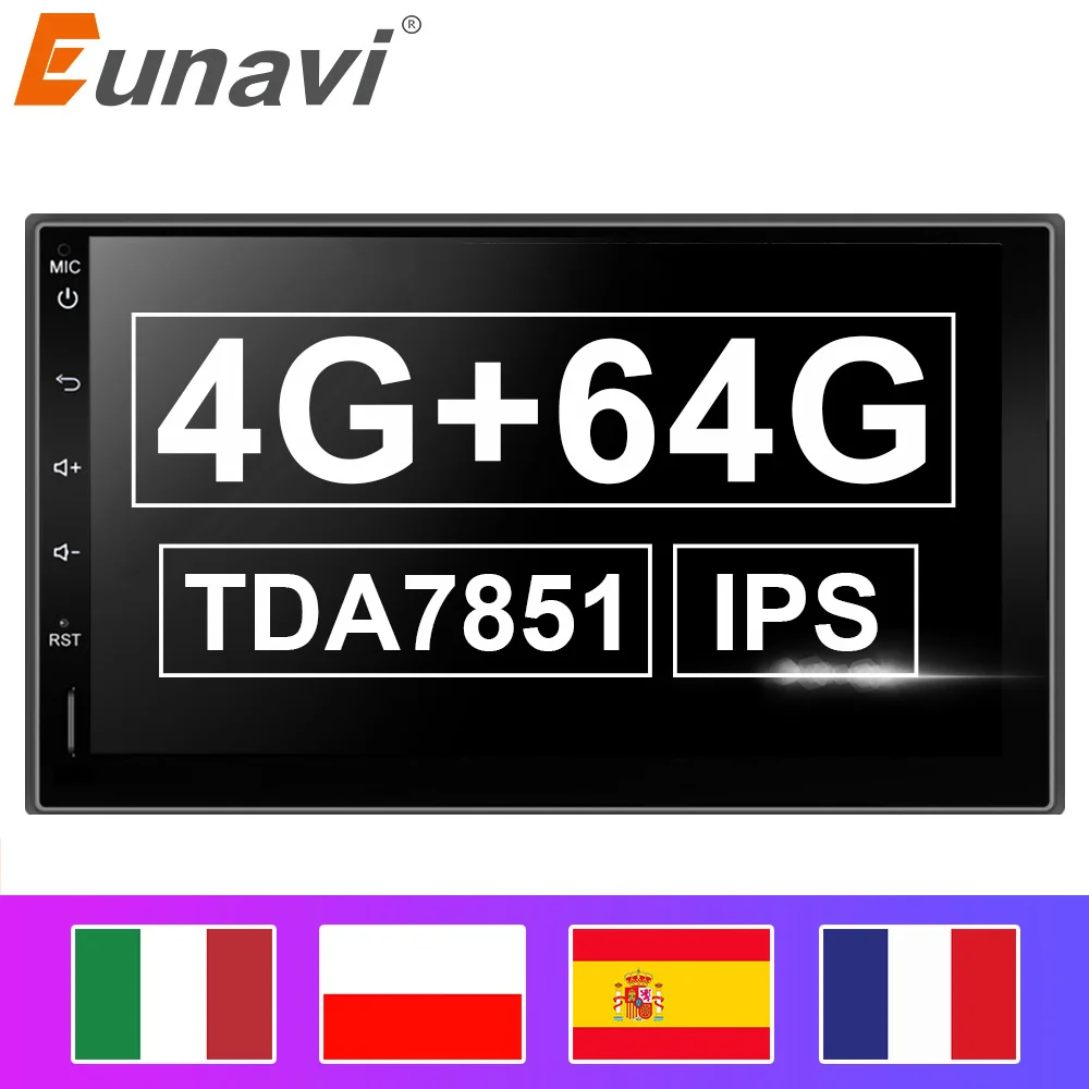 EU lager Eunavi 2 din Universal Android 9,0 Auto Radio stereo PC multimedia Player GPS 1024*600 touch screen IPS TDA7851 2DIN EU lager Eunavi 2 din Universal Android 9,0 Auto Radio stereo PC multimedia Player GPS 1024*600 touch screen IPS TDA7851 2DIN