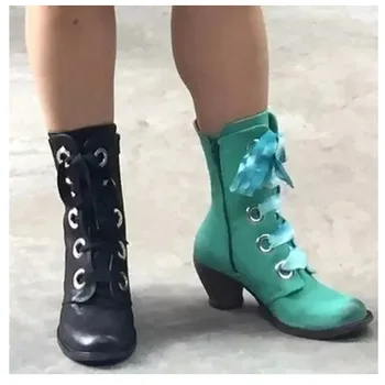 

Classic New 2020 Embroidered Western Cowboy Boots for Women Leather Cowgirl Boots Low Heels Shoes Ankle Woman Boots Botas Mujer