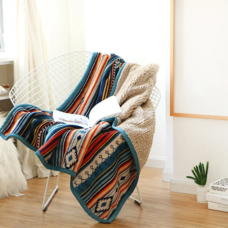SJ супер мягкое Ретро Фланелевое шерстяное шерпа богемное одеяло для дивана, переносное автомобильное одеяло для путешествий