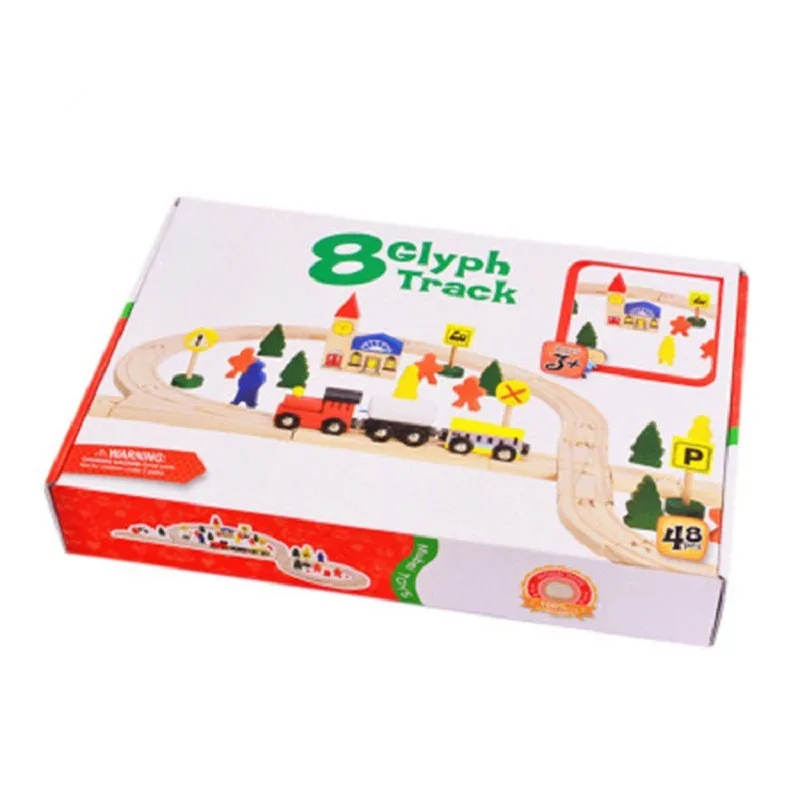 

hoowooli Funny Wooden 8 Glyph Track Pathway Toy Train
