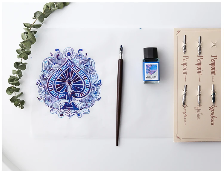 Деревянная ручка с водой, авторучка с рисунком каллиграфии, авторучка в готическом стиле, авторучка для рисования, товары для рукоделия