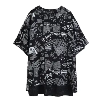 

EWQ / men's wear 2020 summer round neck letter print loose men's short sleeve T-shirt tee casaul tide korean tops male 9Y1671
