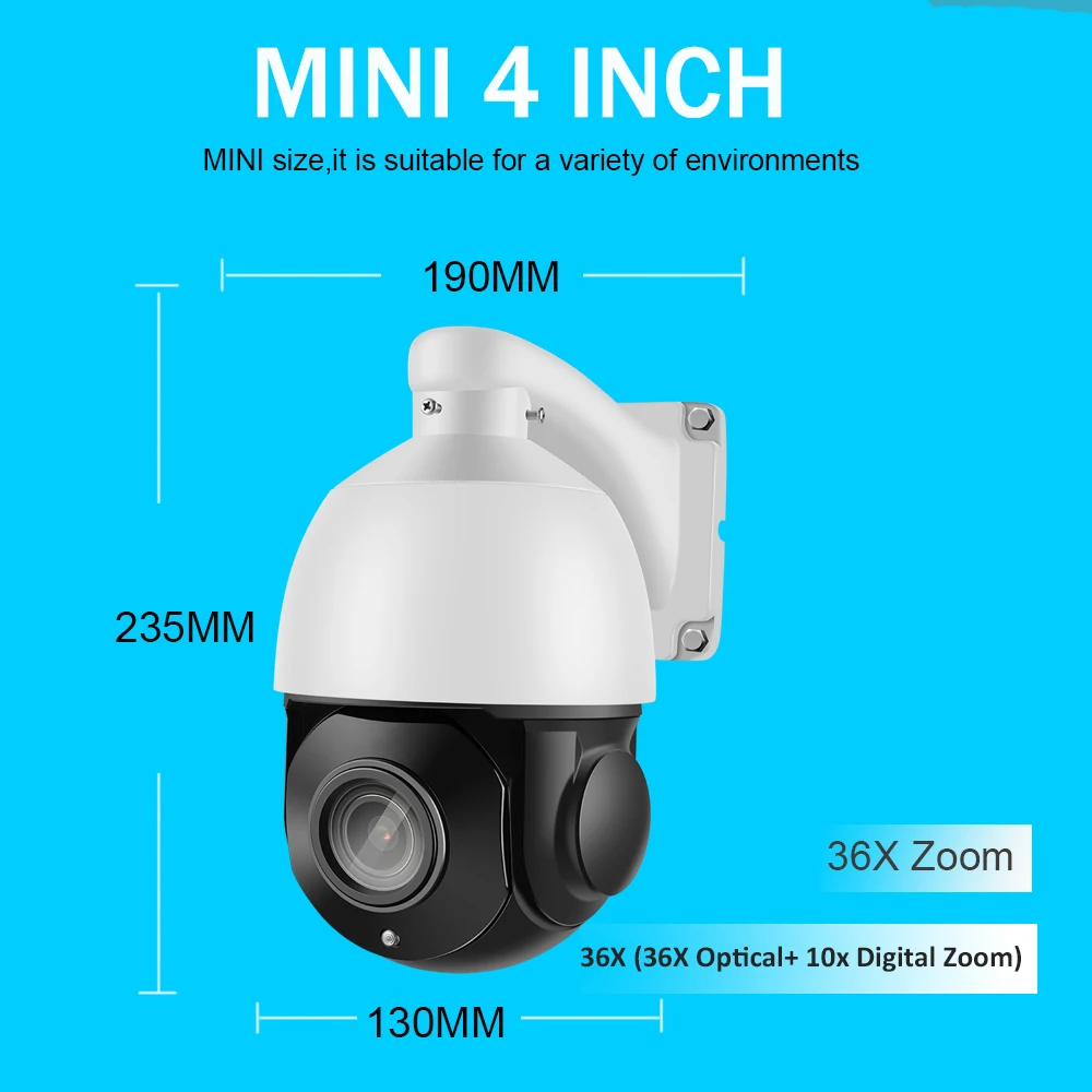 IMPORX 5MP 1944P 36X Zoom Built-in POE Audio HD PTZ IP Speed Dome Camera IR Night Vision H265 Compa