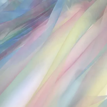 

2 Yards Ombre Soft Tulle Lace Fabric Gradient Rainbow lace Fabric tulle For Wedding Veil Evening Dress DIY Sewing Clothes