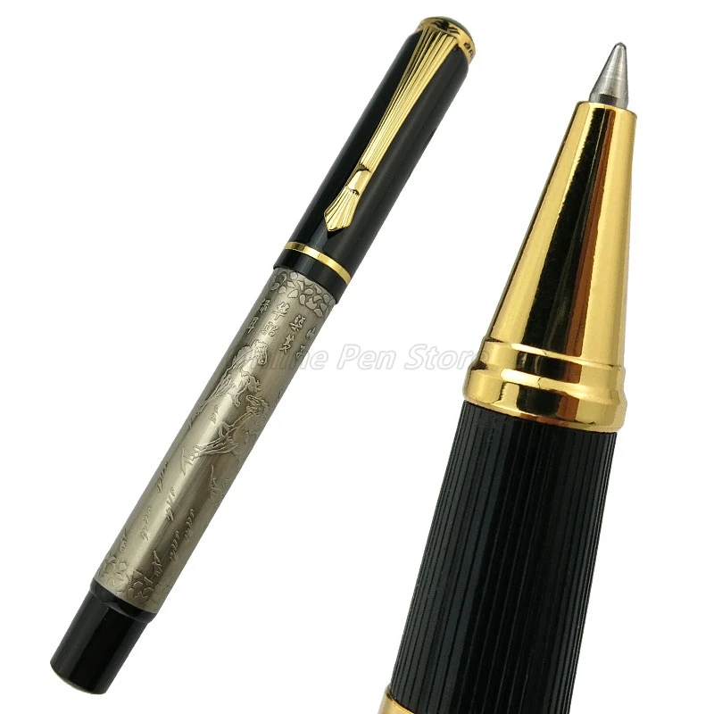 Baoer 507 Metal Ancient Gray Eight Running Horses Roller Ball Pens Office School Writing Gift Pen Accessory