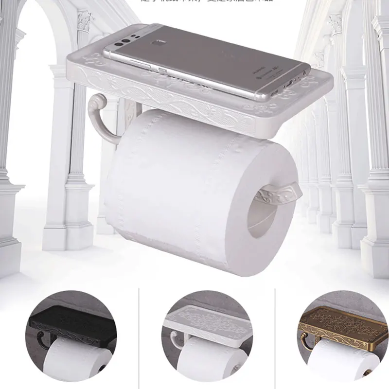 Ванная Черная бумажная вешалка для полотенец, алюминиевый античный держатель для мобильного телефона, Европейский бумажный ящик для полотенец, стеллаж для хранения