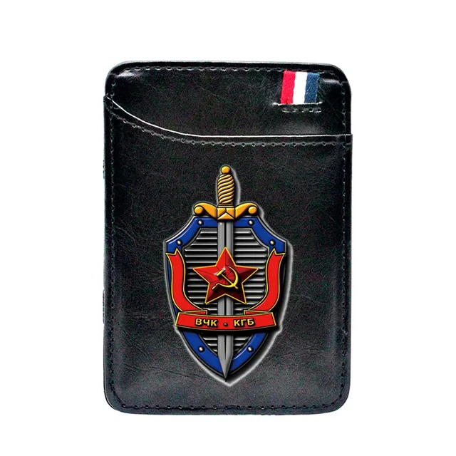 Cool FSB The Federal Security Service of the Russian Leather Card Holder Magic Wallet Fashion Men Women Short Purse BE029-Black