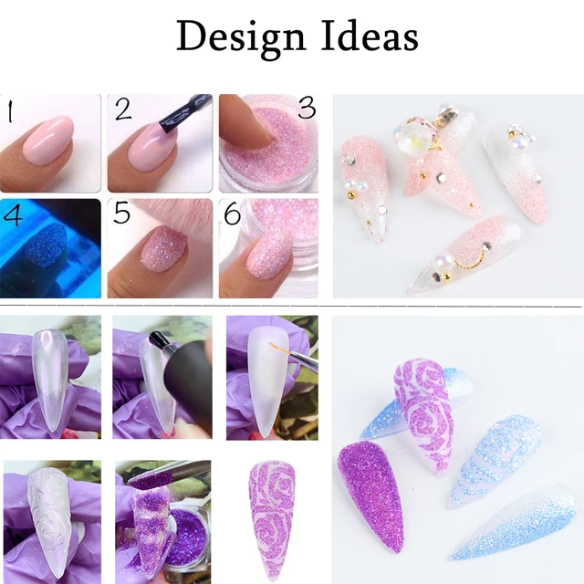 6pcs Sugar Glitter For Nails Blue Pink Dipping Podwer Pastel Nail Powder  Holographic Sequins Reflective Pigment Manicure GLPTC