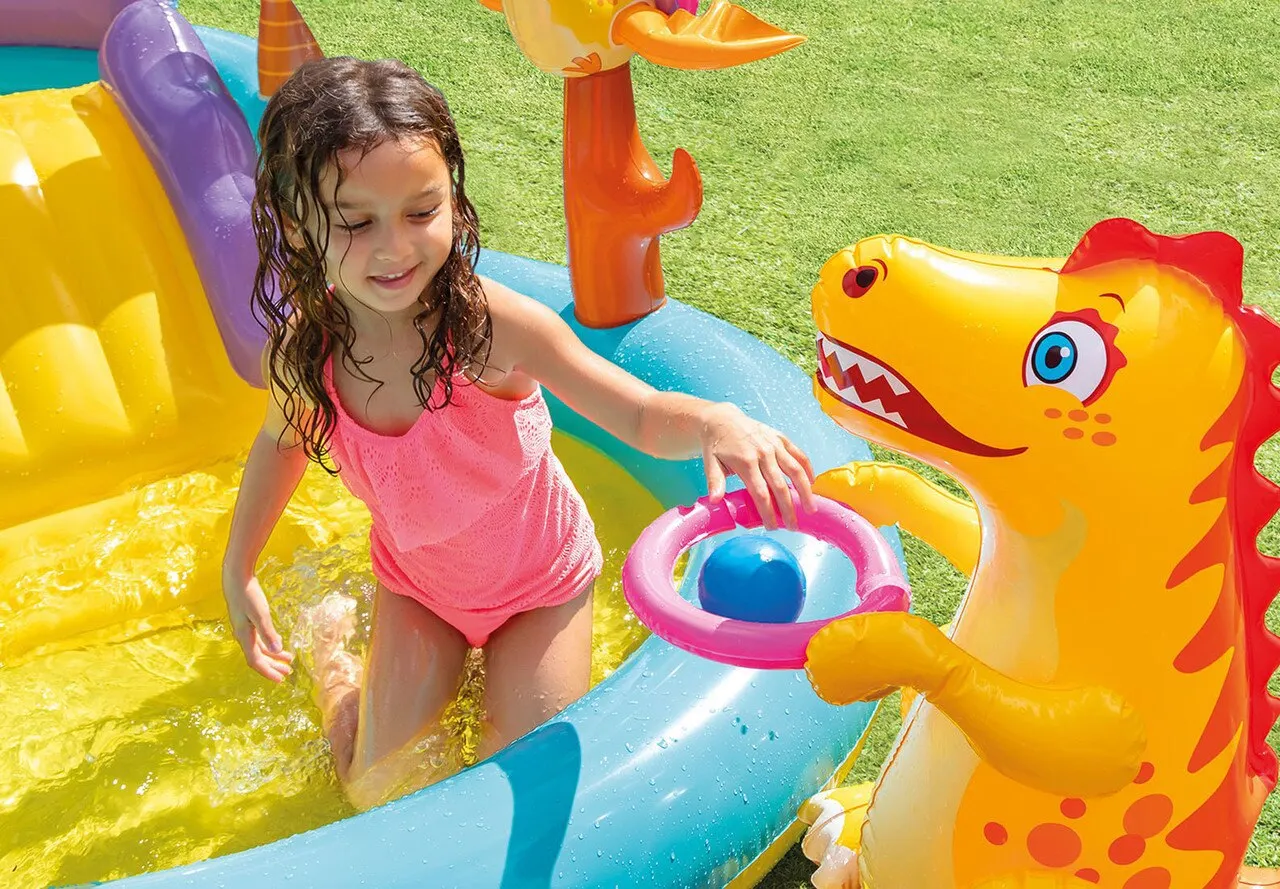 Intex 57135 Cartoon Dinosaurus Water Jet Glijbaan Opblaasbare Zwembad Kinderen Interactieve Water Spelen Center Kids Geschenken _ - AliExpress Mobile