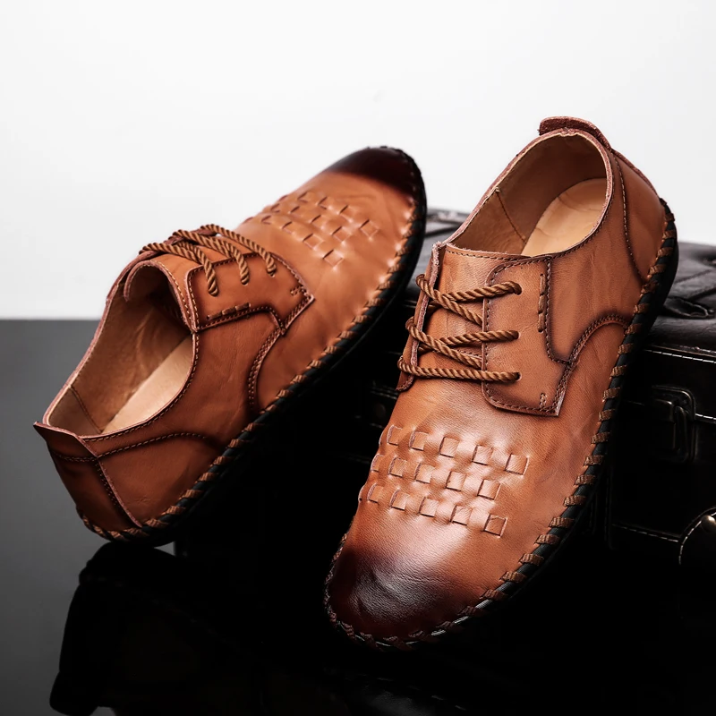 Модные туфли на плоской подошве; коллекция 9906 года; большие size38-48; мужская повседневная обувь на шнуровке; Повседневная Деловая кожаная обувь для мужчин; кожаная обувь первого слоя
