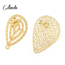 Серьги из нержавеющей стали, аксессуары для изготовления золотых полых капельных серег, базовые соединители, Linker, 10 шт./партия, модные серьги DIY