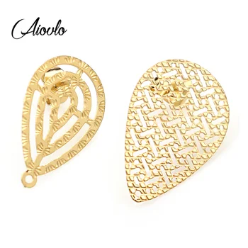 

Stainless Steel Earrings Making Accessories Gold Hollow Drip Earrings Base Connectors Linker 10pcs/lot for DIY Fashion Earring