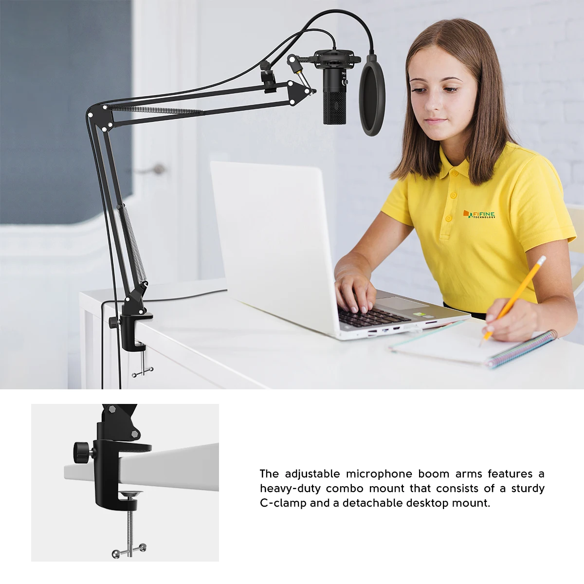 wireless headphones with mic FIFINE Studio Condenser USB Computer Microphone Kit With Adjustable Scissor Arm Stand Shock Mount for YouTube Voice Overs-T669 headphones with mic