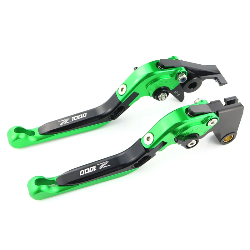 Для KAWASAKI Z1000 2007 2008 2009 2010 2012 2013 Складная Выдвижная Регулируемая ручки тормоза и сцепления, обработанные на станке с ЧПУ - Цвет: black green