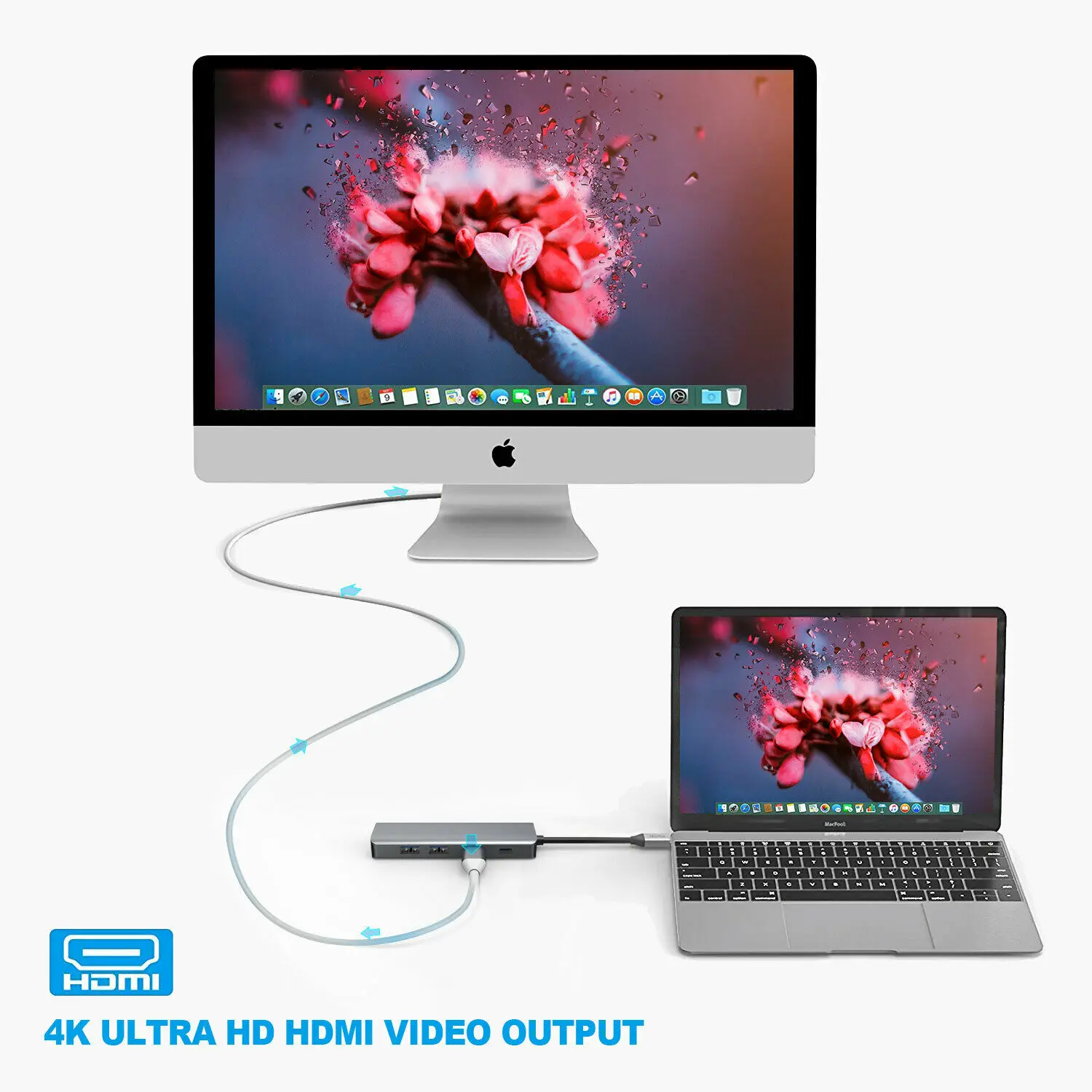 USB C док-станция для ноутбука USB 3,0 HDMI RJ45 Gigabit PD Fealushon для MacBook samsung Galaxy S9/S8/S8+ type C док-станция USB HUB