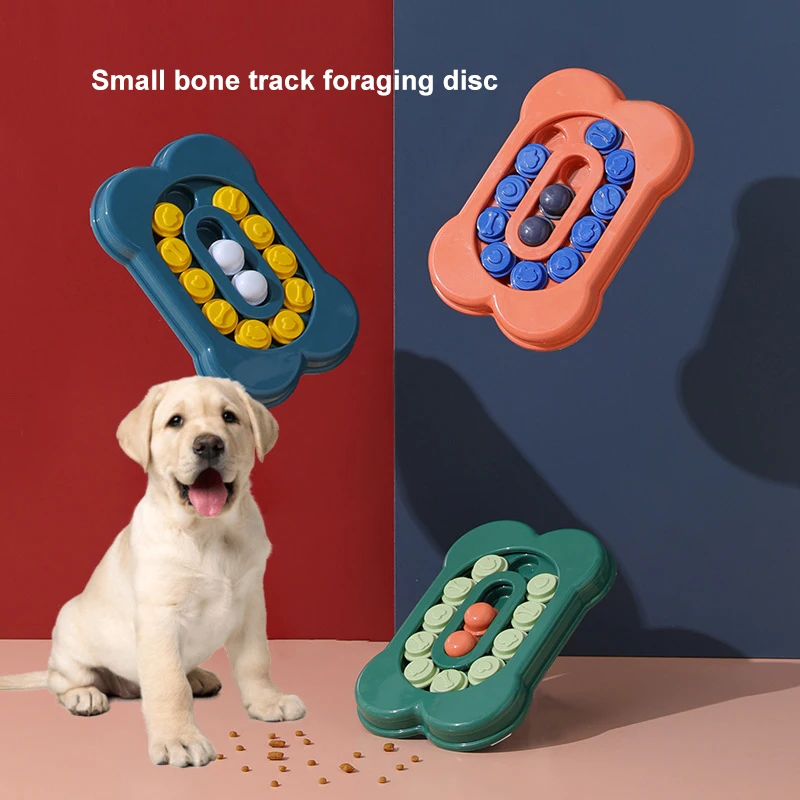 Creative Pet Dog Bone Track Foraging Plate Dog Food Interactive Anti