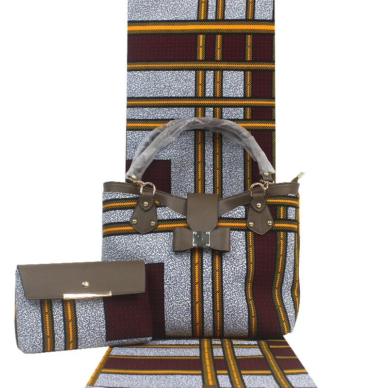 Новое поступление моды настоящая мягкая новая восковая ткань с женской сумочкой набор африканская Анкара восковая сумка для шитья h1906