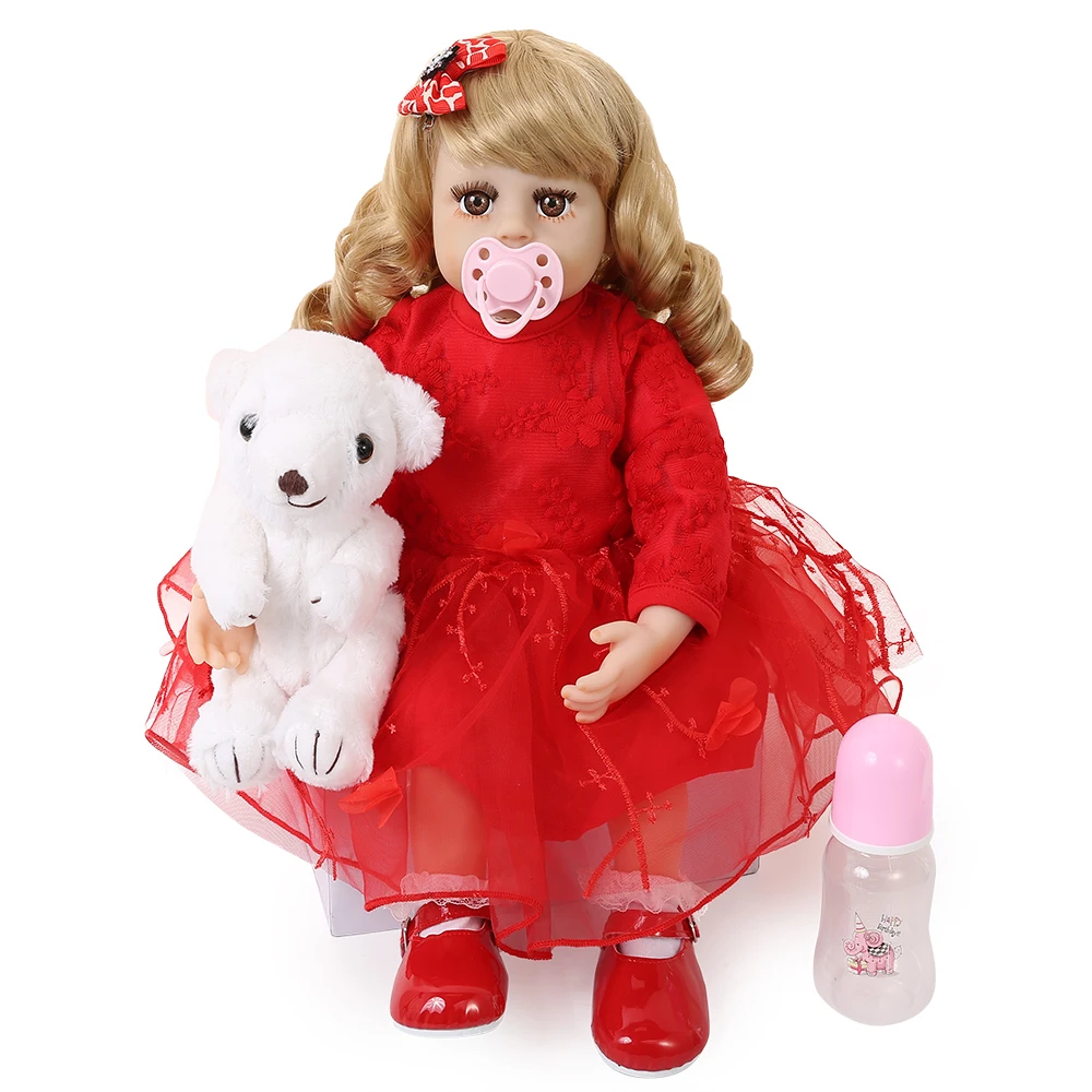 48 см Reborn Baby Doll девушка реалистичные силиконовые куклы детское красное платье новорожденная принцесса малыш игрушки для детей Bonecas подарок на день рождения