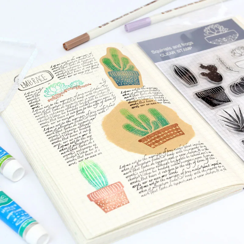 1 шт. Прозрачная силиконовая печать в виде медведя кактуса декоративные открытки