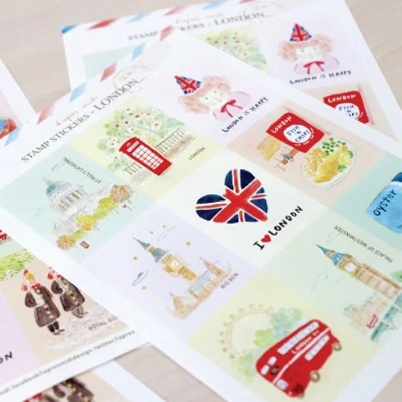 

Retro Stamp Stickers Seal Sticker Gift Paper Sticker 1sheet/pack