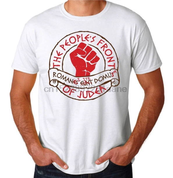 

Cheap Crew Neck Men Top Tee Life Of Brian Inspired People Front Of Judea Funny Python Movie White T-Shirt Tops Tshirt Homme