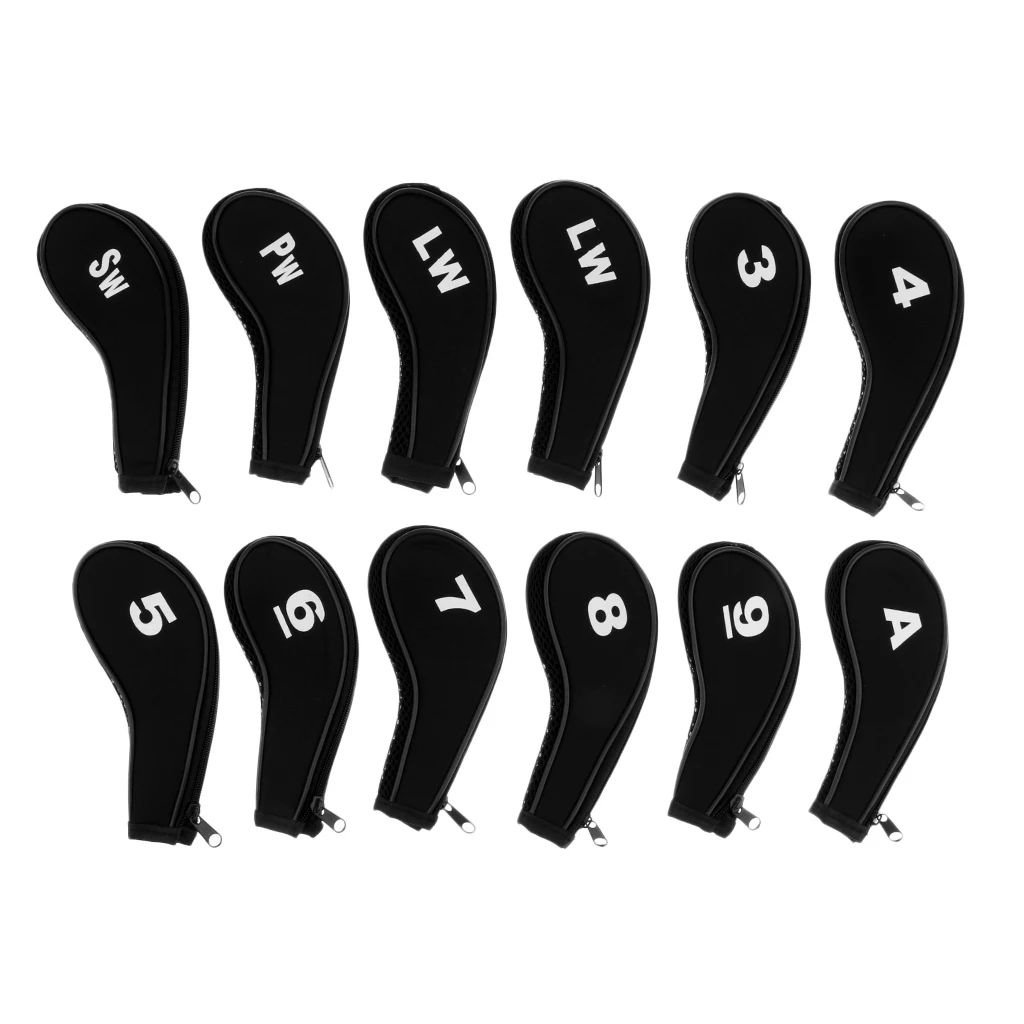 A-SW Neoprene Soft Zipper Golf Club Head Cover Golf Club Putter Socks/Sleeve with Interchangeable Number Tags