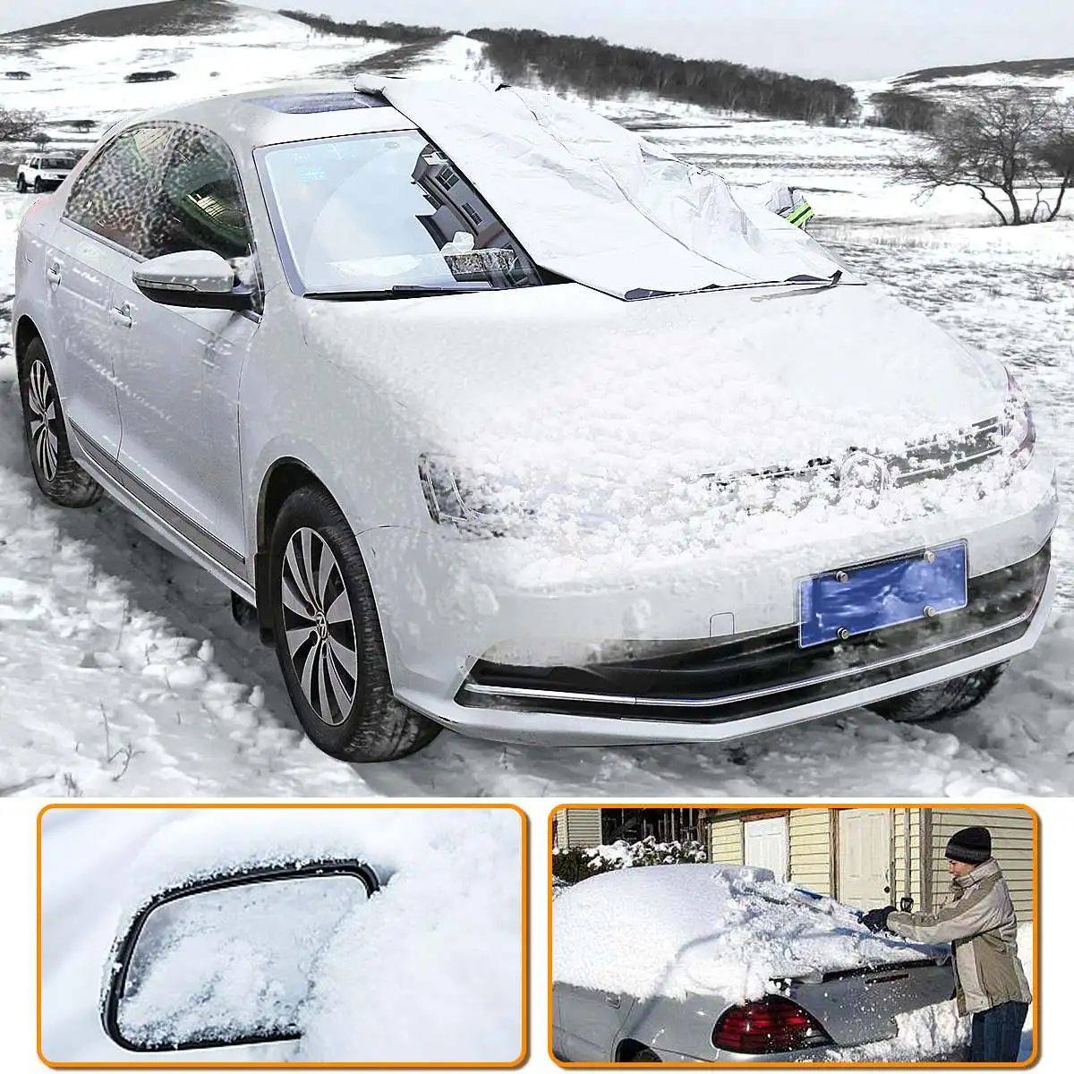 300D автомобильный чехол на лобовое стекло с зеркалами и светоотражающими полосками, зимний чехол на лобовое стекло автомобиля, защита от солнца