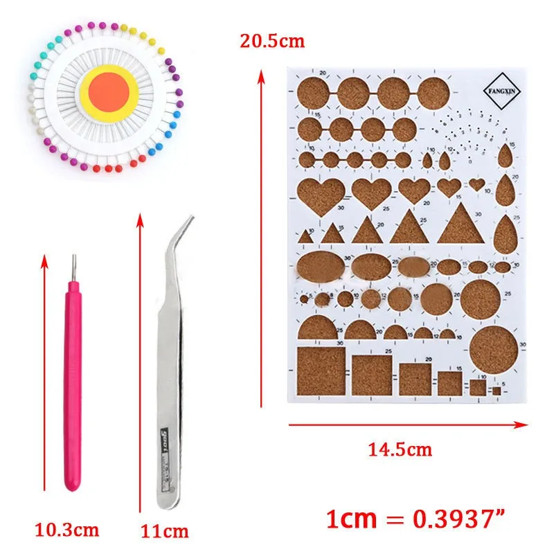 

4pcs/set Cute DIY Paper Quilling Tools Set Template Mould Board Tweezer Pins Slotted Tool Kit Artwork Gift Card Decor