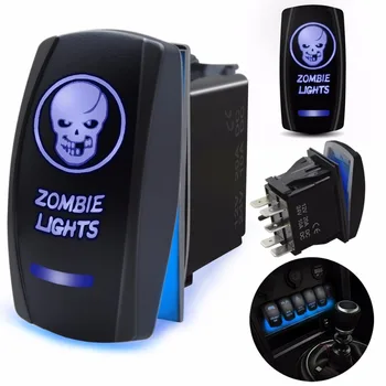 

5 Pin ZOMBIE LIGHTS Rocker Switch Laser SPST ON/OFF Light 20A 12V For Automotive Motorcycle Bike Truck Boat Marine Off-Road ATV