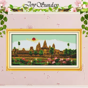 

Angkor Wat Patterns Counted Cross Stitch 11CT 14CT Cross Stitch Set wholesale Scenery Cross-stitch Kit Embroidery Needlework
