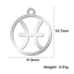 Zodiac Sign Stainless Steel Charms - Set of 12 (Silver)