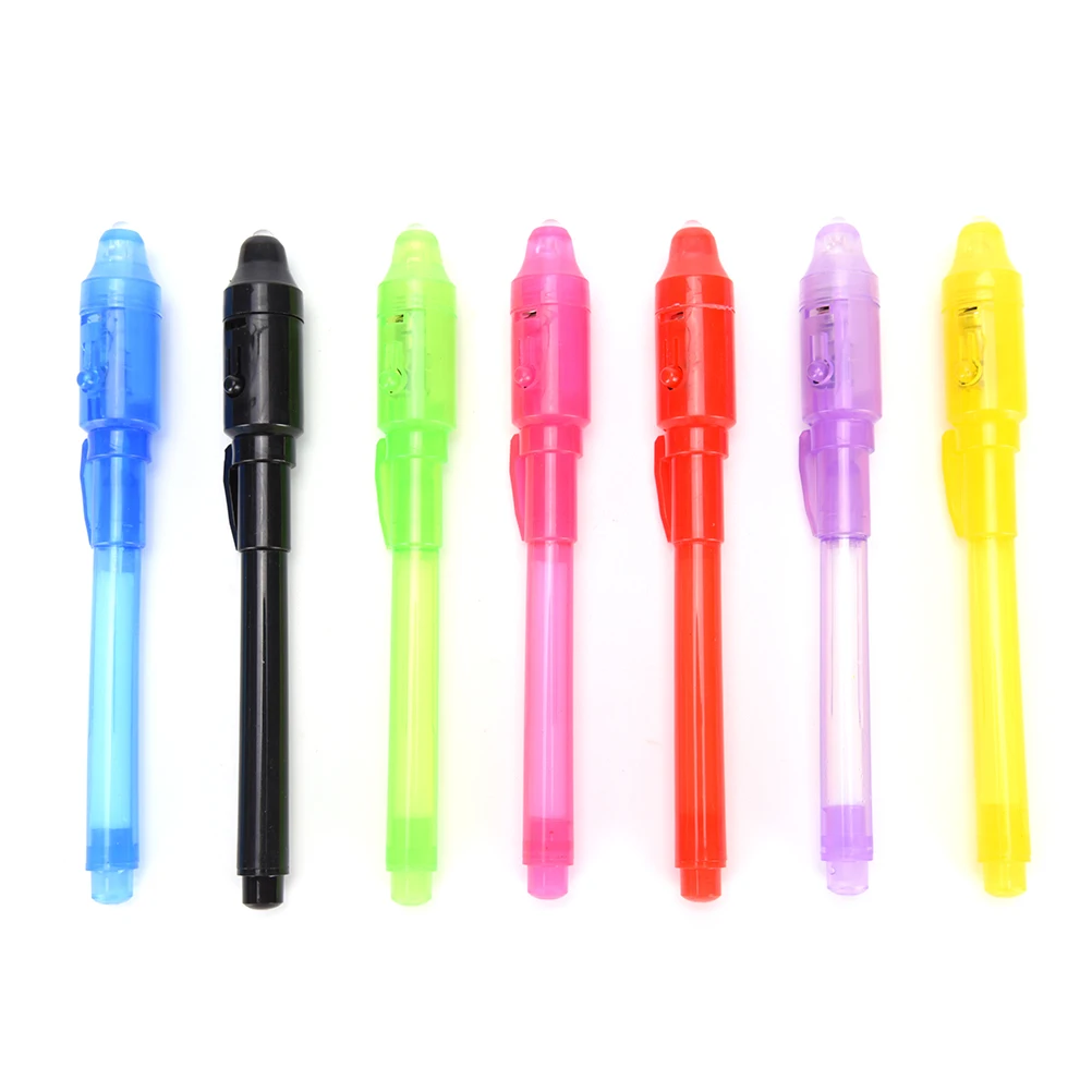 Big head stealth light pen Magic Purple 2 In 1 UV Black Light Combo Creative Stationery School Office Drawing Invisible Ink Pen