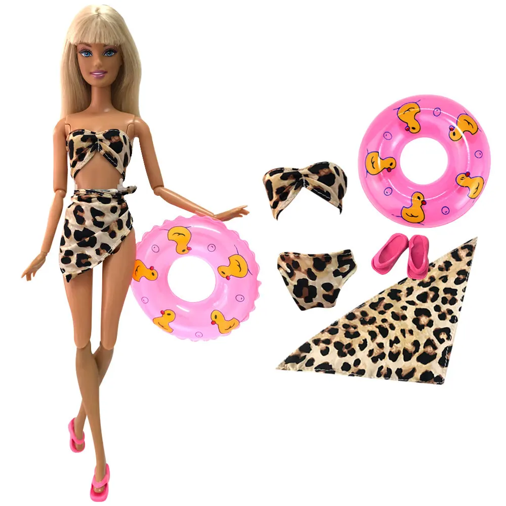 NK купальники для кукол пляжная купальная одежда бикини купальник+ тапочки+ плавательный буй спасательный пояс кольцо для Кукла Барби игрушки подарок для девочек JJ - Цвет: J