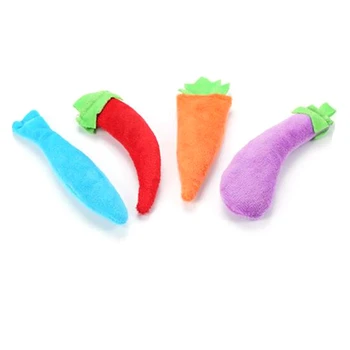 

4Pcs Pet Cat Toy Plush Catnip Vegetable Modeling Toy Grinding Claw Nibbling Cat Pillow
