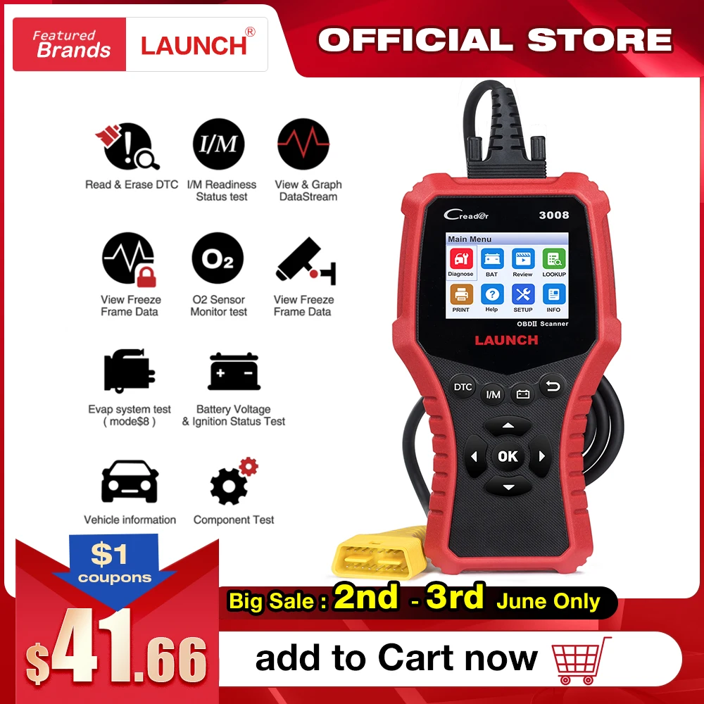 LAUNCH X431 CR3008 OBD2 автомобильный сканер OBDII считыватель кодов диагностический инструмент для проверки напряжения батареи бесплатное обновление pk KW850|Считыватели кодов и сканеры|   | АлиЭкспресс