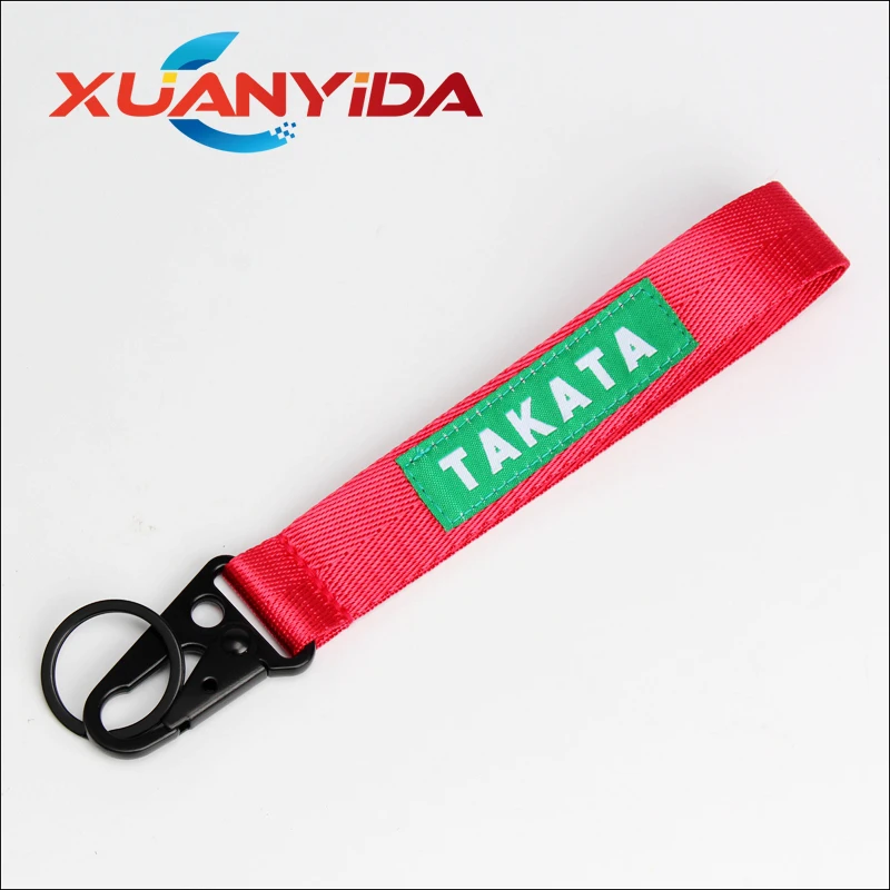 Универсальный JDM Racing MUGEN невесты Момо TAKAKeychain мобильный телефон ID карты подвесной ремень ремешки как Fck Domo Shocker авто брелок для ключей - Название цвета: Takata red